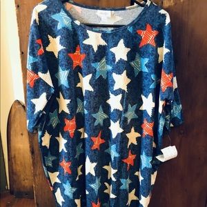 Lularoe large Irma red white blue NWT